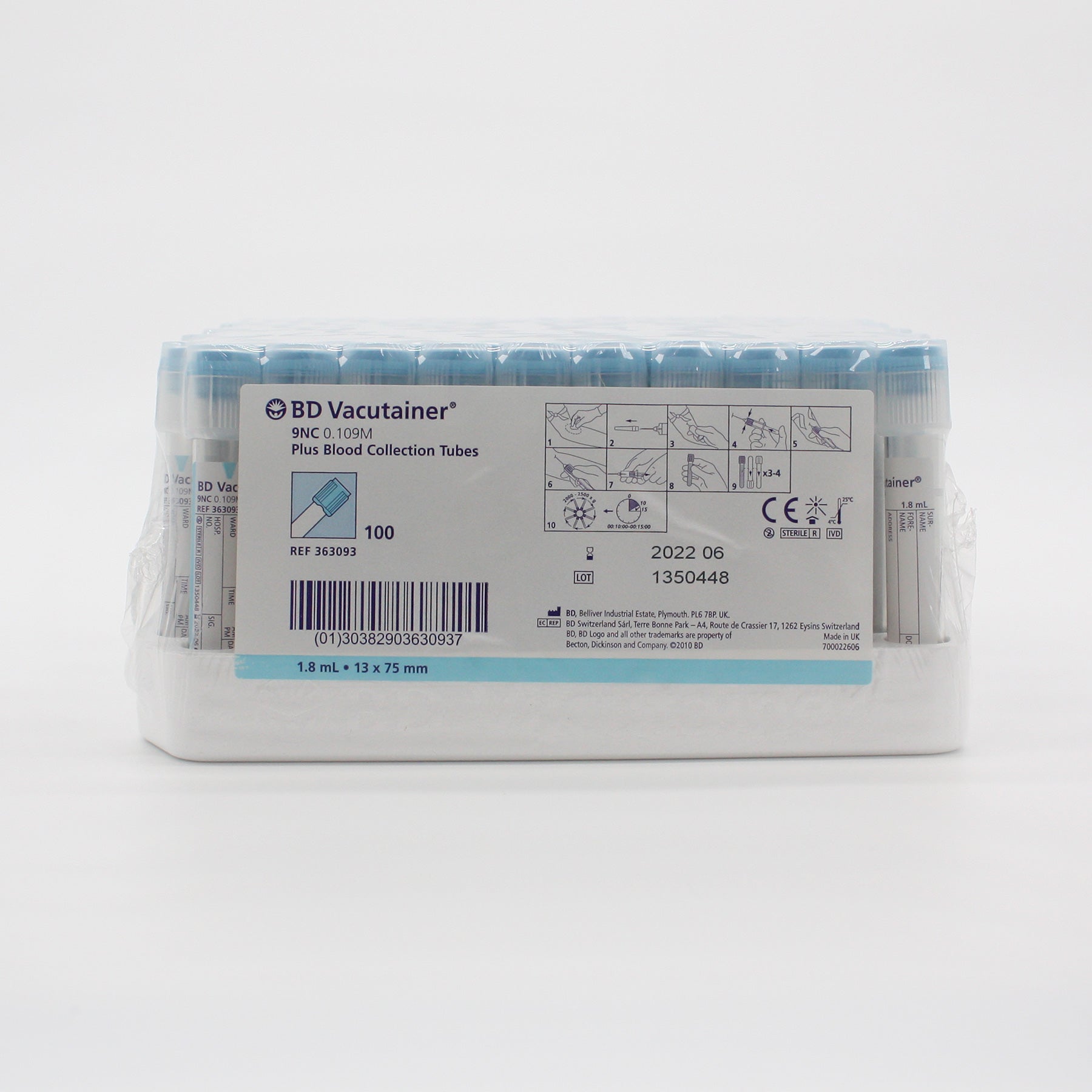 BD Vacutainer Blood Collection 1.8ml (Blue Top) 363093 Synnovis