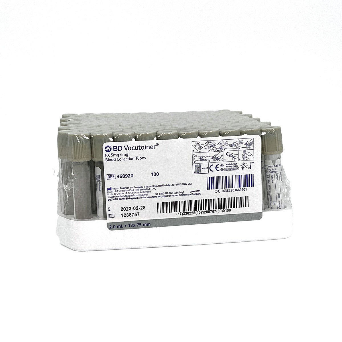 BD Vacutainer 2ml Grey top 368920